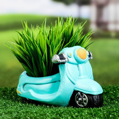 Горшок для цветов «Мотоцикл» керамический, 150 мл, 17×8.5×9 см, бирюзовый