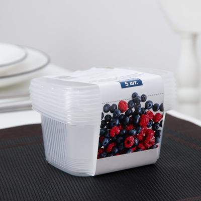 Контейнеры одноразовые с крышкой, набор 5 шт., пластик, 10.8×8.2 см, прозрачные