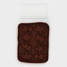 Форма для леденцов Доляна «Дино», силикон, 14×11×1,5 см, 8 ячеек, с палочками, цвет коричневый - Фото 3