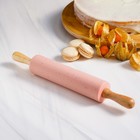 Скалка Доляна «Сахаринка», 30×4.3 см, силикон, рабочая часть 17 см, цвет розовый - Фото 6