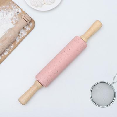 Скалка «Конфетти», 38×5,2 см, рабочая часть 19,5 см, цвет розовый