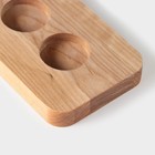 Доска для подачи шотов с ручкой Доляна, 45×9×1.8 см, на 6 рюмок, d=3.9 см, с пропиткой, дерево берёза - Фото 5