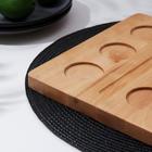 Доска для подачи шотов Доляна, 25×20×1.8 см, на 6 рюмок, d=5 см, с пропиткой, дерево берёза - Фото 3