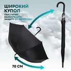 Зонт - трость полуавтоматический «Однотонный», 8 спиц, R = 58 см, цвет чёрный - Фото 3
