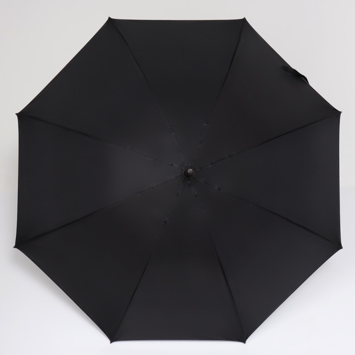 Зонт - трость полуавтоматический «Однотонный», 8 спиц, R = 58 см, цвет чёрный - фото 1907213945