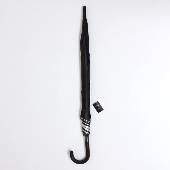 Зонт - трость полуавтоматический «Однотонный», 8 спиц, R = 58 см, цвет чёрный - фото 1907213948