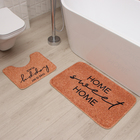 Набор ковриков для ванной Этель "Home" 2 шт, 80х50 см, 50х40 см, велюр - фото 10765066