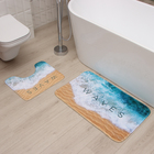 Набор ковриков для ванной Этель "Waves" 2 шт, 80х50 см, 50х40 см, велюр - Фото 6