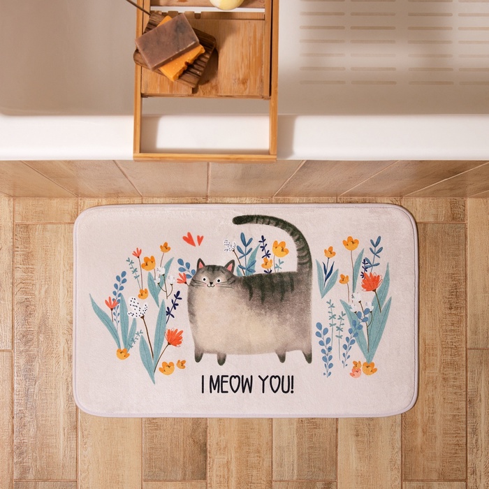 Коврик для ванной Этель I meow you, 80×50 см, велюр