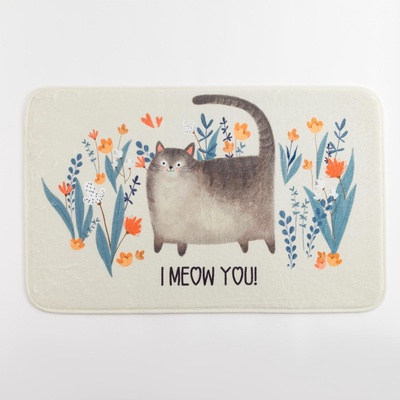Коврик для ванной Этель I meow you, 80×50 см, велюр