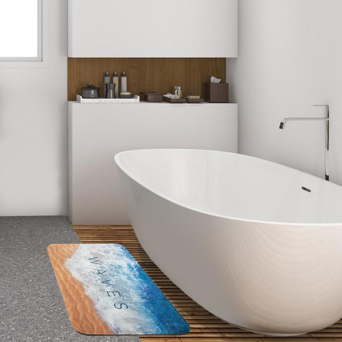 Коврик для ванной Этель "Waves", 80х50 см, велюр - Фото 1