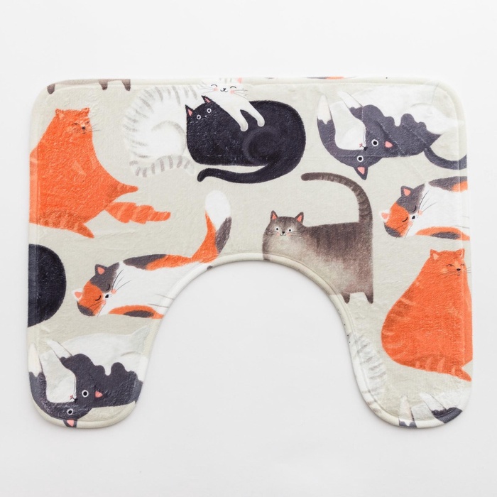 Коврик для ванной Этель «Котики», 50×40 см, велюр - Фото 1