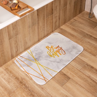 Коврик для ванной «Этель» Be happy, 80×50 см, велюр