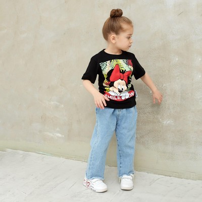 Футболка детская Minnie, рост 98-104 см, чёрная
