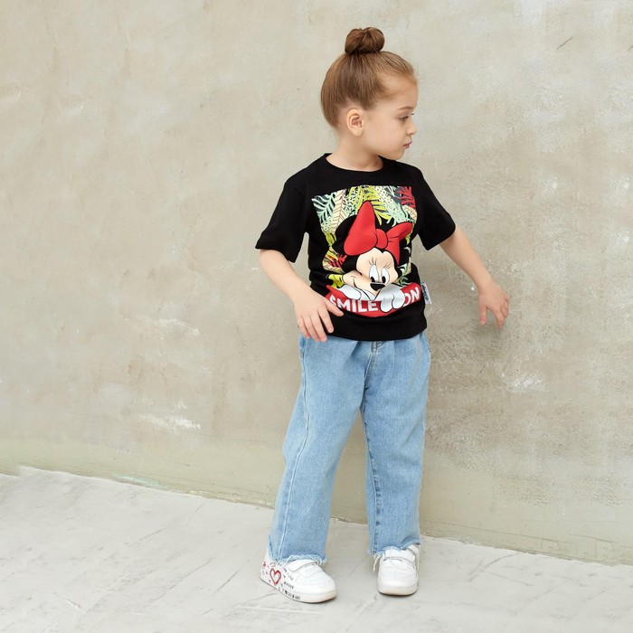 Футболка детская Minnie, рост 98-104 см, чёрная - Фото 1