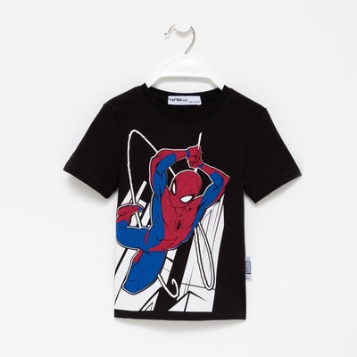 Футболка детская Человек-Паук, рост 86-92 см, чёрная