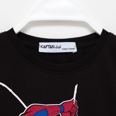 Футболка детская Человек-Паук, рост 86-92 см, чёрная