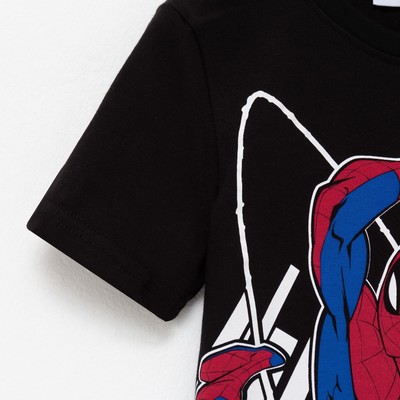 Футболка детская Человек-Паук, рост 86-92 см, чёрная