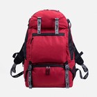 Рюкзак туристический, 65 л, отдел на молнии, 3 наружных кармана, цвет чёрный/бордовый - фото 2077571