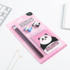 Канцелярский набор «Пандастик»: ластики 2 шт, блокнот, карандаши - фото 47255328