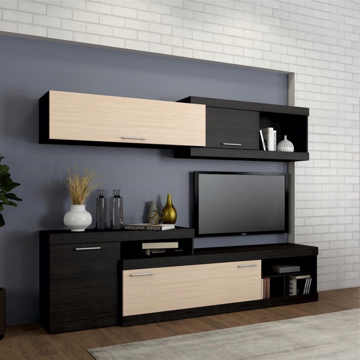 Стенка Oskar, 2300×420 мм, цвет венге/дуб молочный - Фото 1