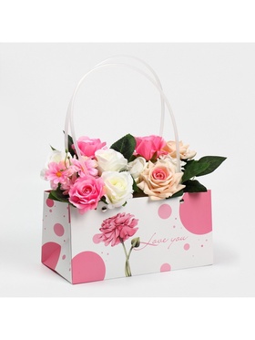 Пакет влагостойкий для цветов Love you, 24×12×12 см
