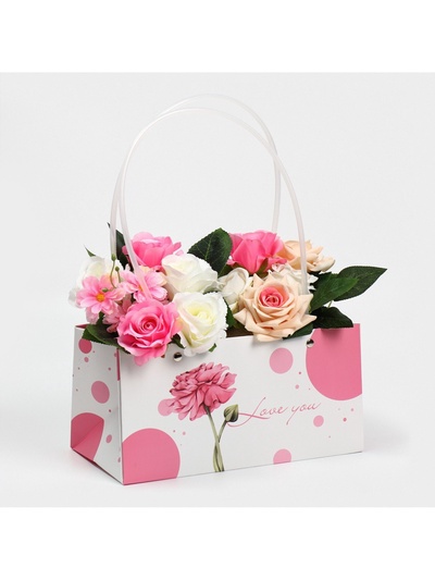 Пакет влагостойкий для цветов Love you, 24×12×12 см
