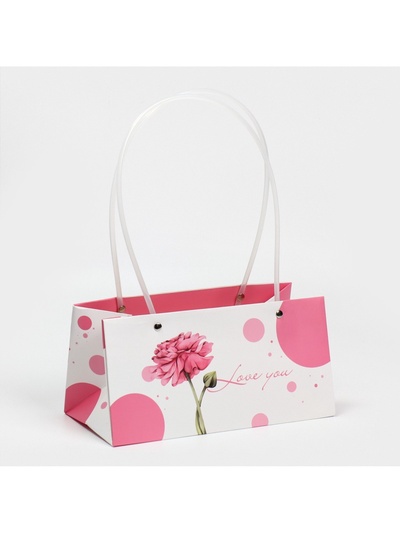 Пакет влагостойкий для цветов Love you, 24×12×12 см