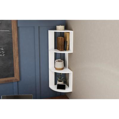 Полка угловая настольная/навесная «Клик Мебель. Лео №4», 250×250×820 мм, цвет белый