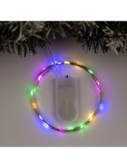Гирлянда «Нить» 2 м роса, IP20, серебристая нить, 20 LED, батарейки CR2032×2 (в комплекте), свечение мульти - Фото 4