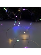 Гирлянда «Нить» 2 м роса, IP20, серебристая нить, 20 LED, батарейки CR2032×2 (в комплекте), свечение мульти - Фото 5