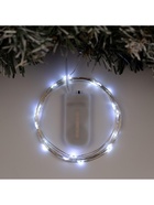 Гирлянда «Нить» 2 м роса, IP20, серебристая нить, 20 LED, батарейки CR2032×2 (в комплекте), свечение белое - Фото 4