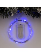 Гирлянда «Нить» 2 м роса, IP20, серебристая нить, 20 LED, батарейки CR2032×2 (в комплекте), свечение синее - Фото 4