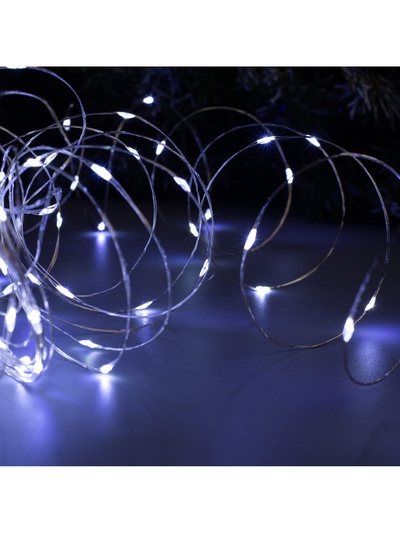 Гирлянда «Нить» 20 м, роса, IP20, серебристая нить, 200 LED, свечение белое, 12 В