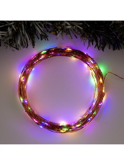 Гирлянда «Нить» 20 м, роса, IP20, медная нить, 200 LED, свечение мульти, 12 В