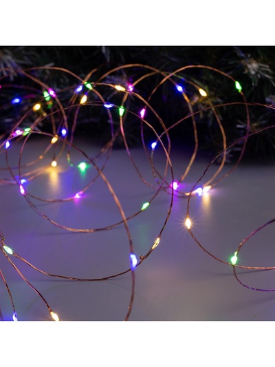 Гирлянда «Нить» 20 м, роса, IP20, медная нить, 200 LED, свечение мульти, 12 В