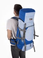 Рюкзак туристический Taif, 65 л, с поясным ремнём, с карманами, голубой/васильковый - Фото 9