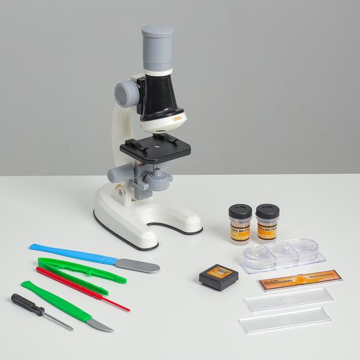 Микроскоп "Юный ботаник" кратность до х1200, белый, подсветка - Фото 1