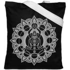 Холщовая сумка Chakraday черная с белыми ручками, сумка: 35х40 см, ручки: 70х3 см - Фото 1