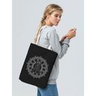 Холщовая сумка Chakraday черная с белыми ручками, сумка: 35х40 см, ручки: 70х3 см - Фото 5
