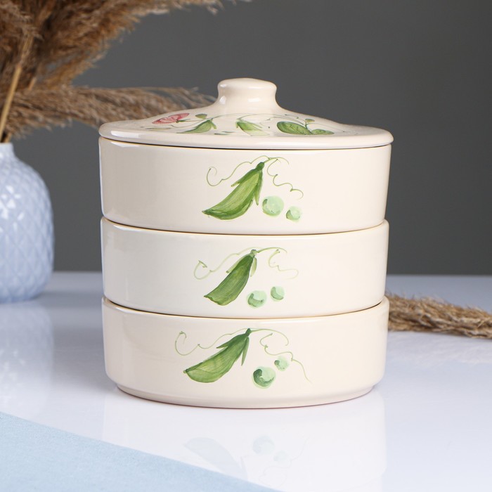 Набор для холодца Псковский гончар «Горох», 750 мл, керамика, кремовый - Фото 1