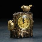 Часы настольные каминные "Две птички", 14 х 9 х 20 см, золото - фото 9220977