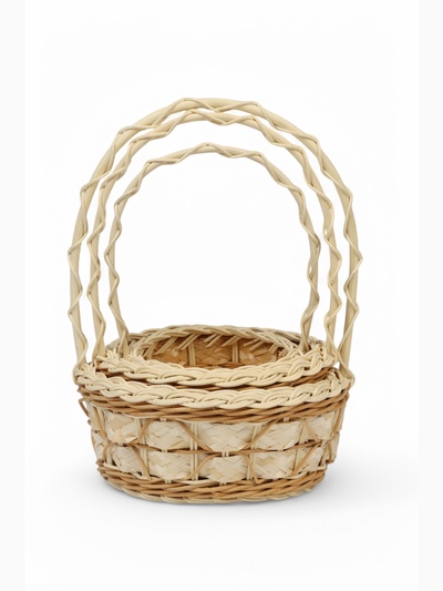 Набор корзин плетеных из 3-х :D20 H 8/27; D17 H 7 H 25; D13 H 6 H 21  см.(ротанг)