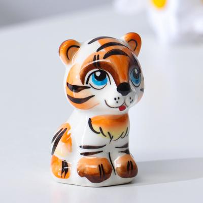 Сувенир Тигр "Том", 6,5 см, гжель, цвет