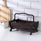 Хлебная корзинка деревянная "Плетёнка", с ручкой, цвет орех, 26.5×18.5×12.5 см - фото 6217849
