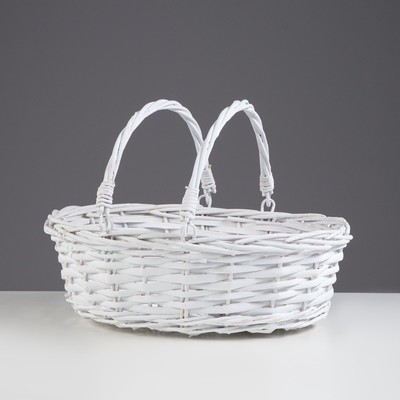 Корзина плетёная для хранения, 33×26×11 см, ручка h=22 см, лоза, белая