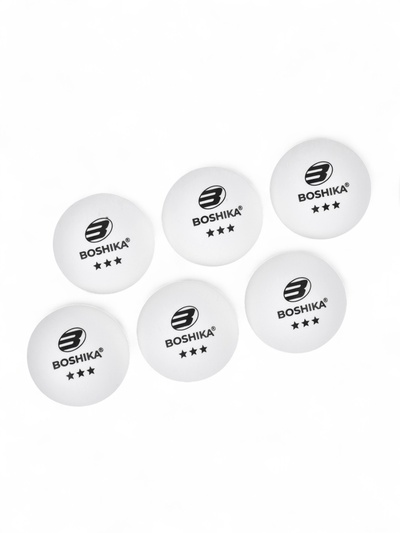 Мяч для настольного тенниса BOSHIKA Premier 3***, набор 6 шт., ABS, цвет белый
