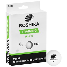 Мяч для настольного тенниса BOSHIKA Training, 1 звезда, d=40 мм, 12 шт., цвет белый