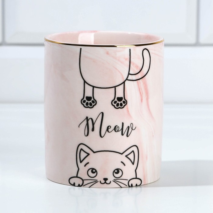 Стакан керамический Meow, розовый, 8 х 9,5 см, цвет розовый - фото 1908674553