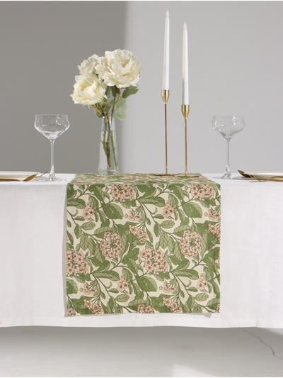 Дорожка на стол «Этель» Spring garden 40×149 см, 100% хлопок, саржа 190 г/м², зелёная/розовая